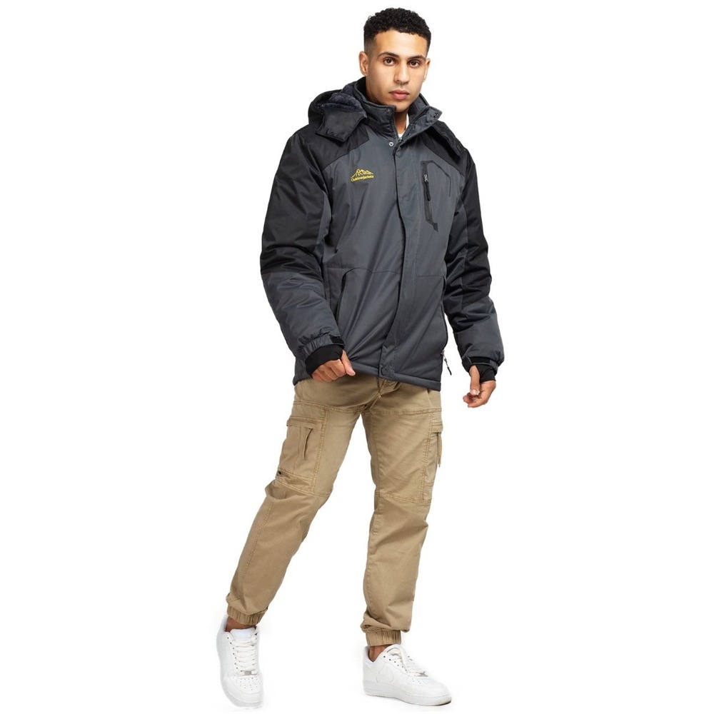 Wantdo Mens Black Gray Removeable Hood Winter Coat Small Snow Ski Jacket Outdoor